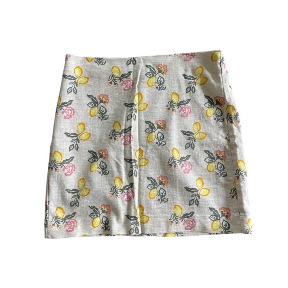 LOFT Flowers Lemons Mini Skirt 10